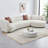 Modern Curved Corner Sectional Sofa, 132" L-Shaped with Chaise, Ivory White Boucle-220865366