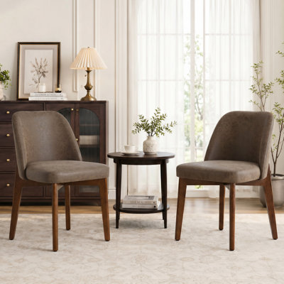 Ensemble de 2 chaises de cuisine modernes en similicuir l 20,3 po avec pieds en bois massif faciles à nettoyer