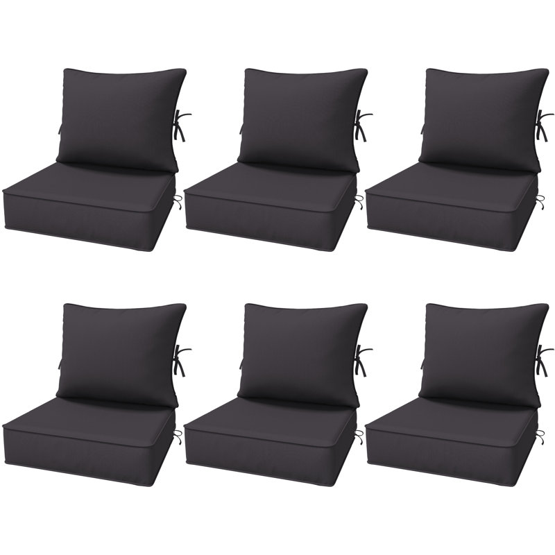 6.5″ Outdoor Replacement Cushion Set, Deep Seating Seat / Back Cushion Set, Gray