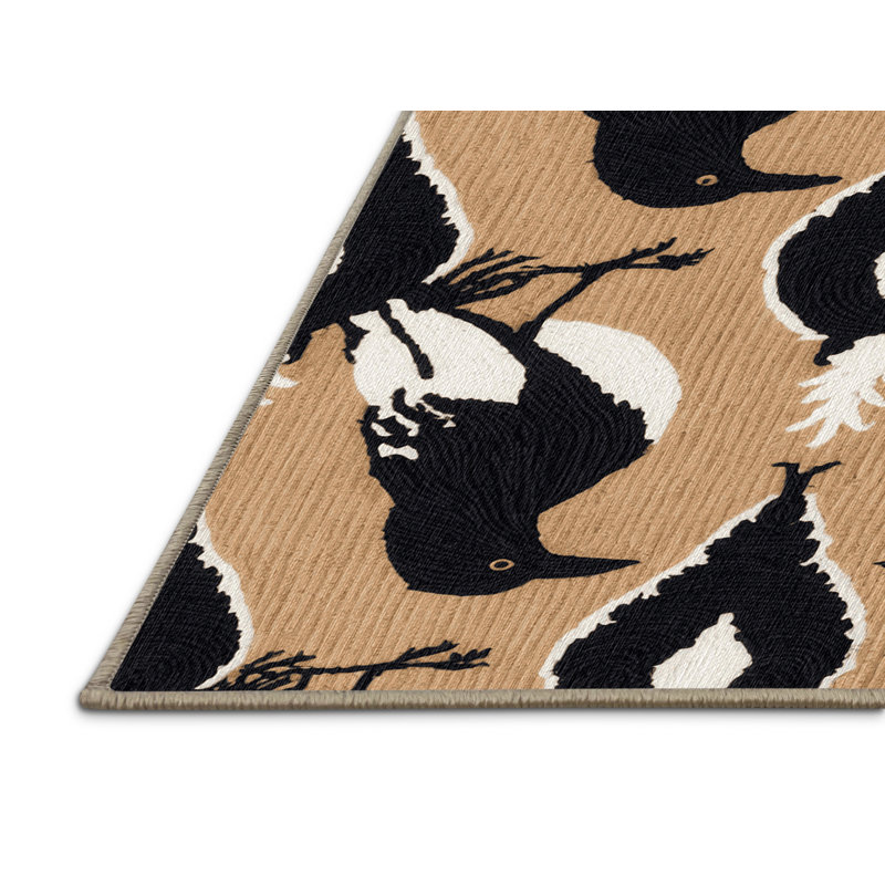 Washable Australian Magpie Birds Area Rug, Rectangle 5' x 7'