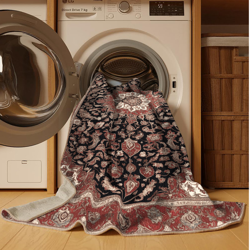 Tapis brun lavable à la machine, Rectangulaire 7 pi x 10 pi