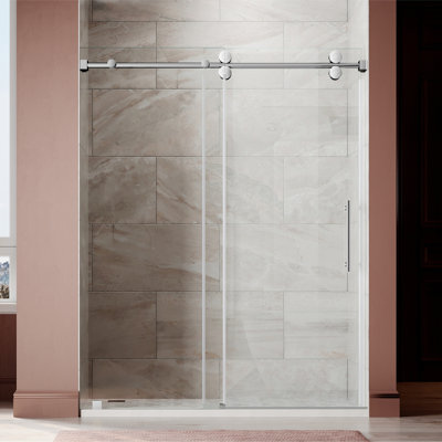 Uks04 56 In. To 60 In. X 84 In. H Frameless Sliding Shower Door In Chrome With 3/8 In. (10mm) Clear Glass