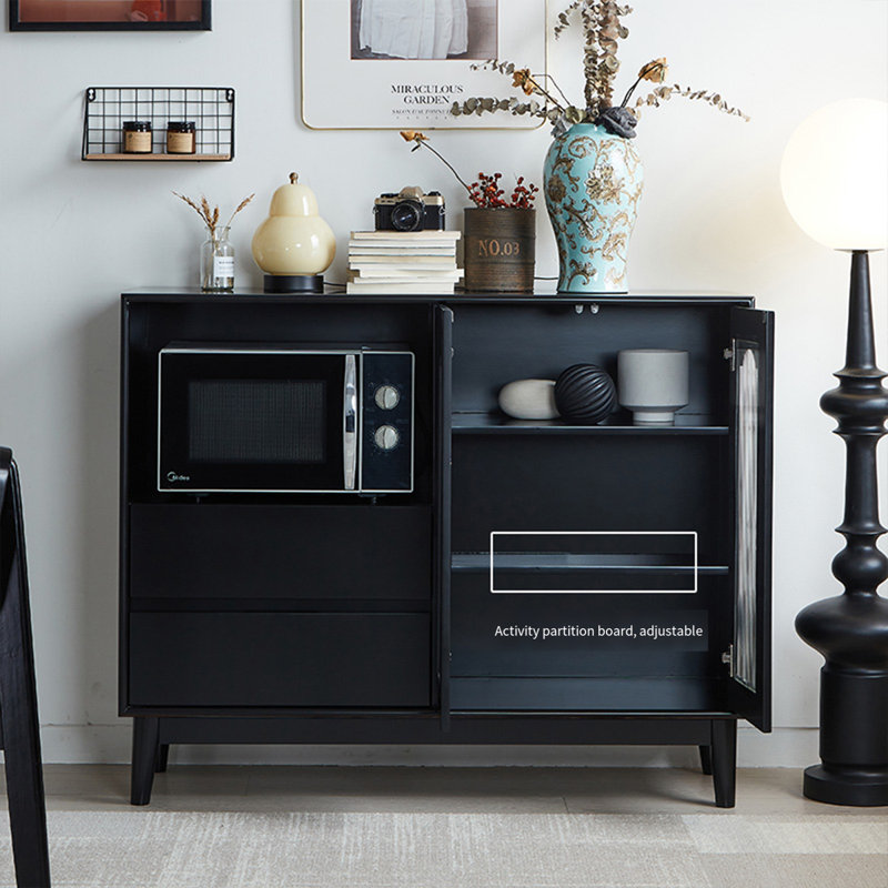 Black Solid Wood Sideboard