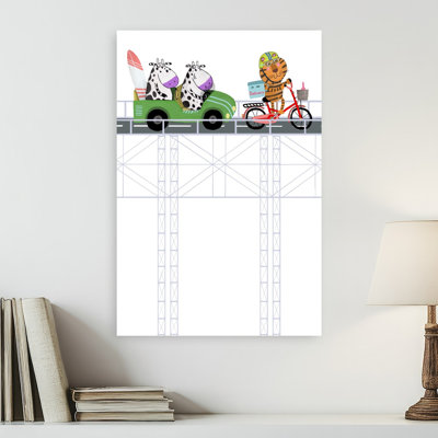 "Animaux sur le pont", impression d'art mural fantaisiste contemporain