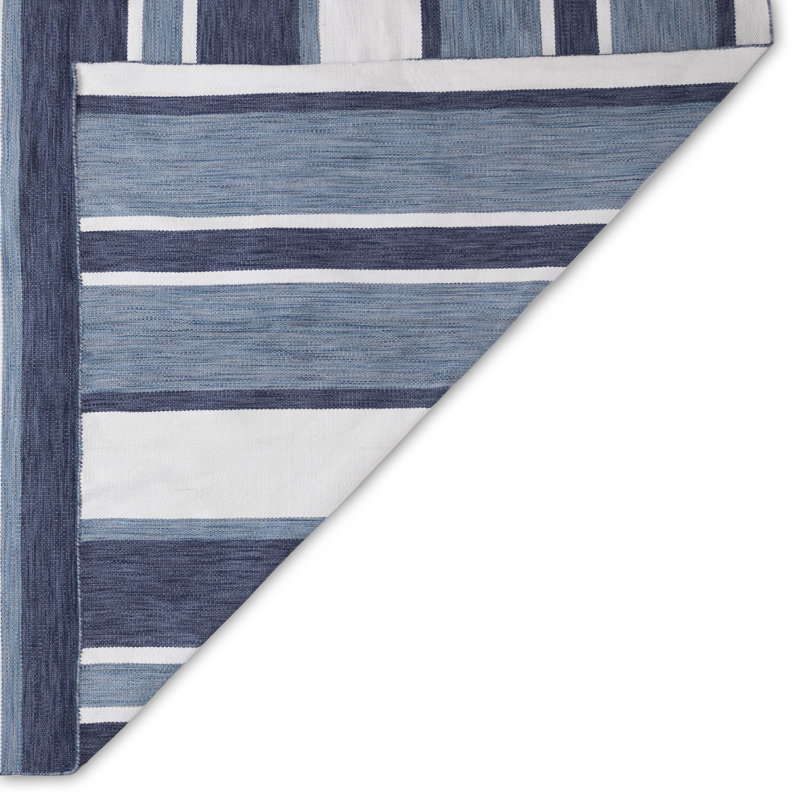 Tapis rayé bleu marine / blanc Sallee, Rectangle 2 pi x 3 pi