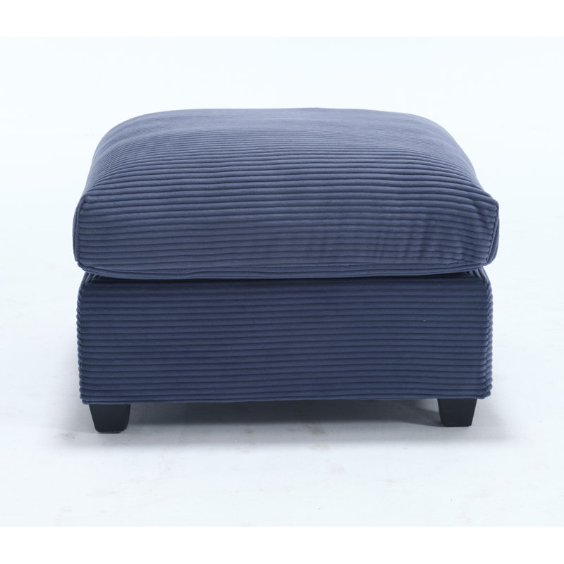Zayva Corduroy Fabric Ottoman Module Seat For Modular Sofa Sectional Couch, Dark Blue