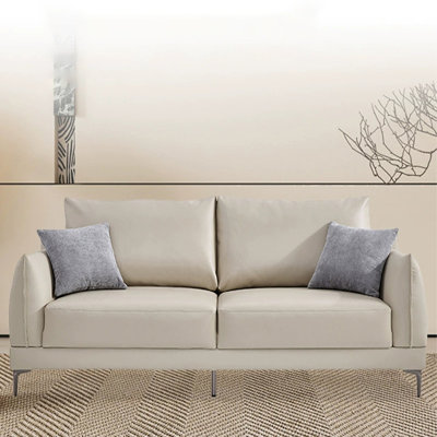 Causeuse-coussin standard en similicuir blanc crème