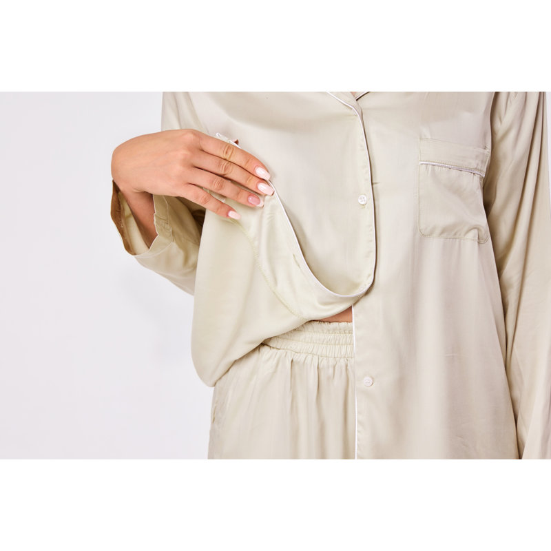 Pyjama 2 pièces pour femmes, Beige, L