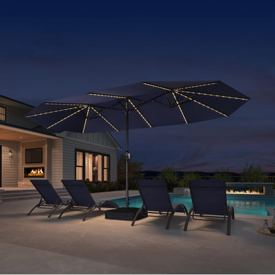 Parasol de patio 15 pieds avec double face et base