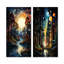 «Moonlight River Retreat Into The Forest I», ensemble d'art mural sur toile Forest River Mountains-739082414-739082412