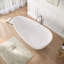 Baignoire autoportante en résine de pierre de luxe, 150 x 79 cm, avec trop-plein et bonde rétractable, blanc brillant-134232200