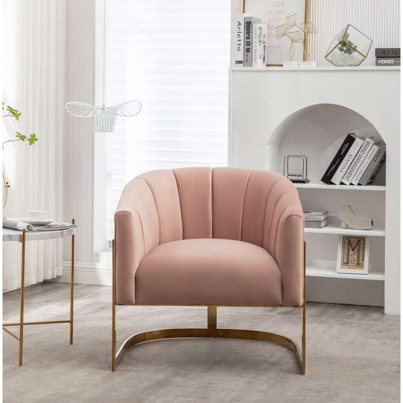Fauteuil demi-tonneau Tellico, Velours rose
