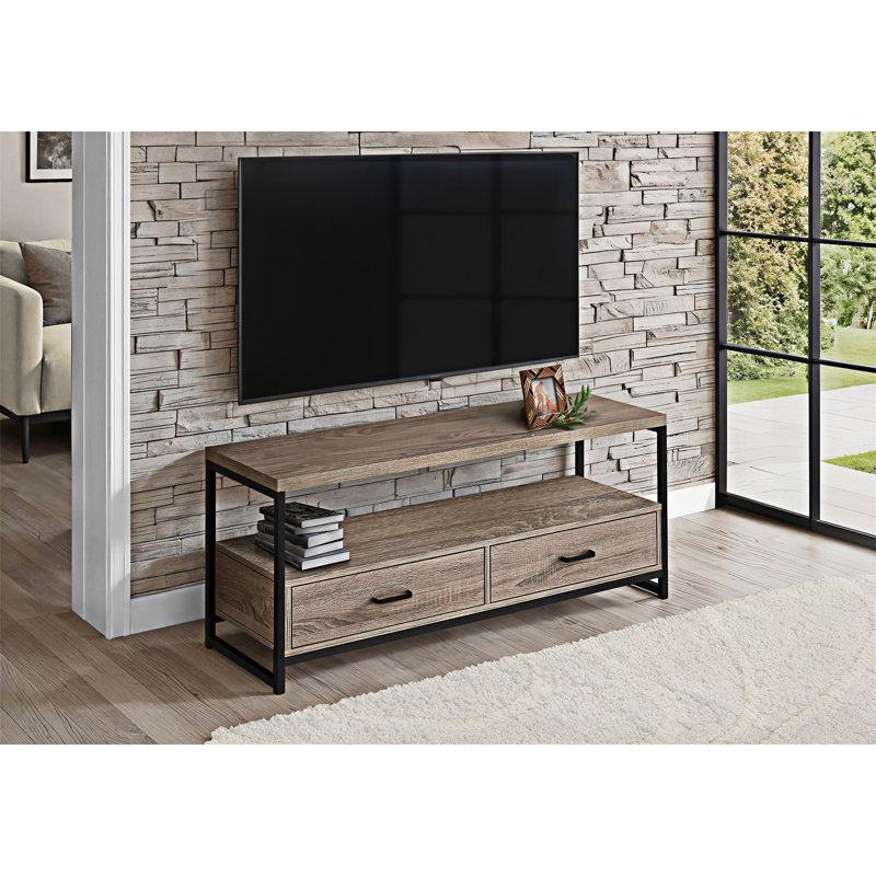 Meuble télé avec espace de rangement multimédia, Taupe, 19.75"H x 47.25"W x 15.5"W