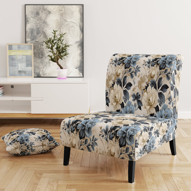 Rustic Victorian Brocade Victorian Motif - Chaise d'appoint de chalet rembourrée à motif floral