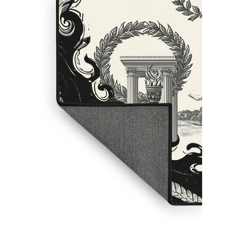 Tapis beige doux et moelleux à flamme flamme olympique classique, 5 x 7