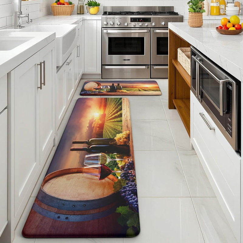 Ensemble de 2 tapis de cuisine tournesol anti-fatigue, Grape Wine