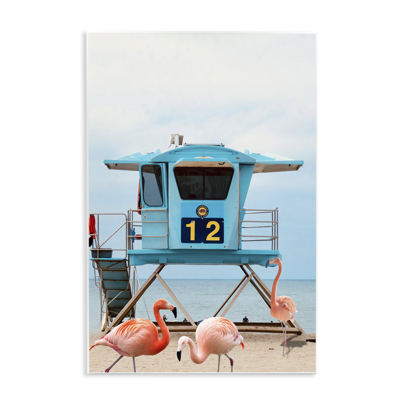 Plaque murale Beach Shore avec flamants roses, design par Ashley Singleton, H 19 po x l 13 po
