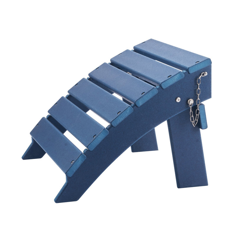 Adirondack Ottoman Set Of 2, 18.7L X 18.9W X 13.8H Inch HDPE Plastic Folding Adirondack Ottoman, Weather-Resistant Foot Rest For Adirondack Chair, Used For Outside Porch Pool Lawn Backyard, Blue