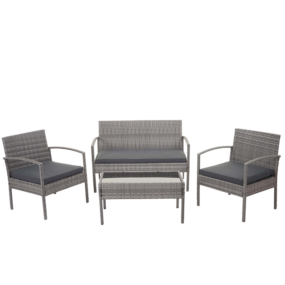 2-Sitzer Lounge-Set Sirena aus Rattan mit Polster