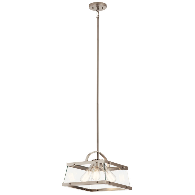 Darton 3-Light Classic Pewter Square Convertible Pendant, Classic Pewter