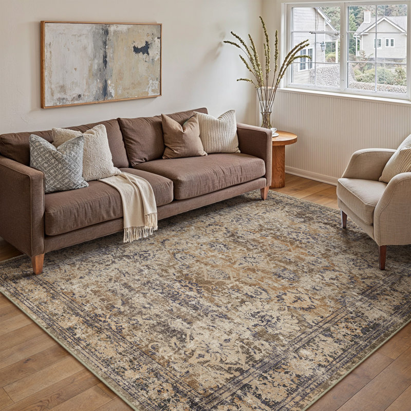 Lillian Brown Vintage Area Rug, Rectangle 3' x 5'
