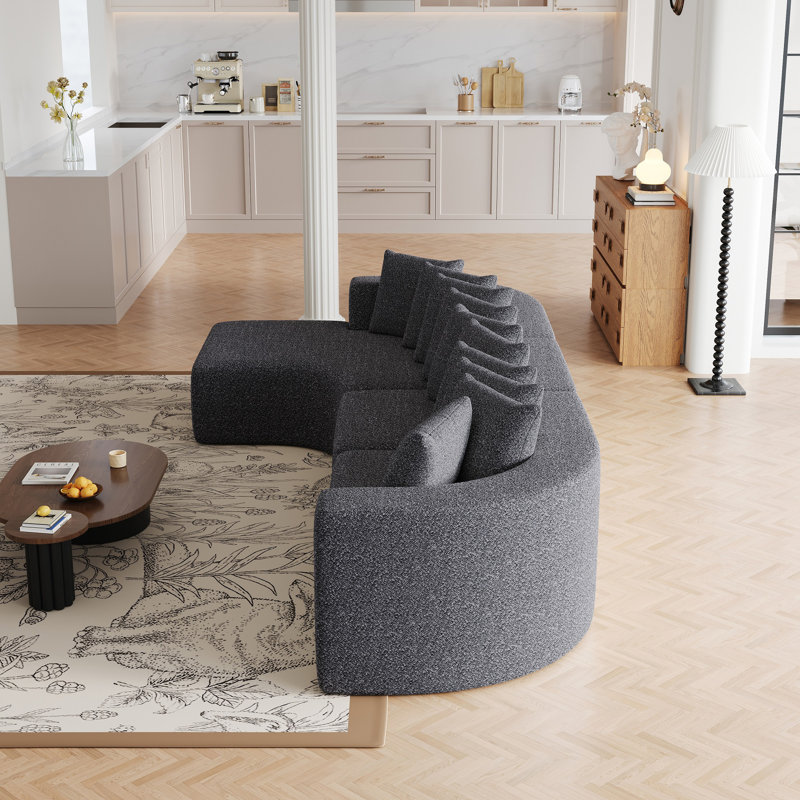 131.1" Modern Cloud-Shaped Curved Sofa, L-Shaped Modular Sofa, Corner Sofa with Chenille Fabric and 10 Pillows, Gray