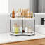 Organisateur de comptoir de salle de bain à 2 niveaux avec trous de vis intégrés, tablette de meuble-lavabo en bois sécuritaire et stable pour les essentiels de maquillage et de soins de la peau, rangement de comptoir de salle de bain peu encombrant-943236529