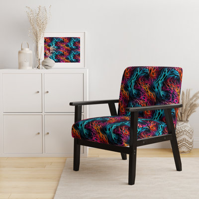 Futuristic Striped Fusion I - Upholstered Modern & Contemporary Accent Arm Chair