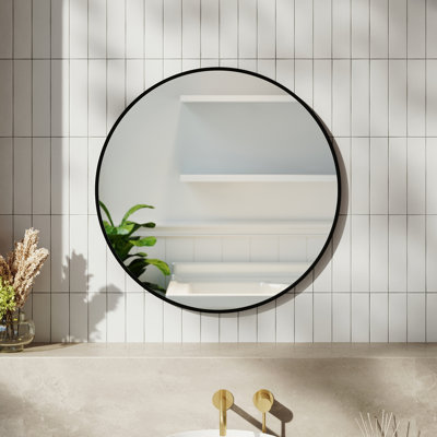 Baum Nordic Round Bathroom Framed Mirror Wall Hanging
