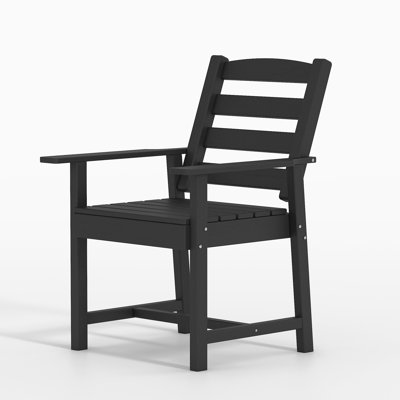 Chaise de salle à manger de patio en PEHD toutes saisons 2 pièces - Fauteuil d'extérieur noir
