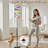 PeeNoke 68.5" Standing Floor Lamp Abstract Watercolor Waves Vibrant Rainbow Colors Dimmable Metal Pole Lamp with Linen Lampshade LED Bulb Included