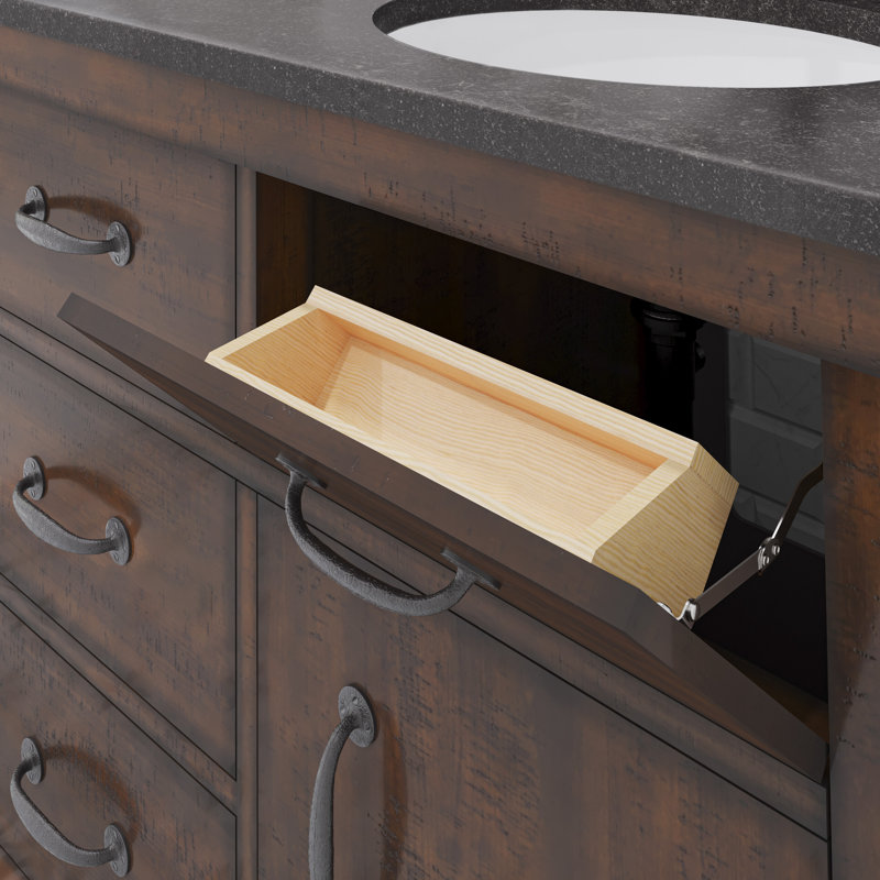 Aberdeen 60 In. Double Sink Carrara White Marble Countertop Vanity In Grizzle Gray With Mirrors, Carrara White, Rustic Sierra