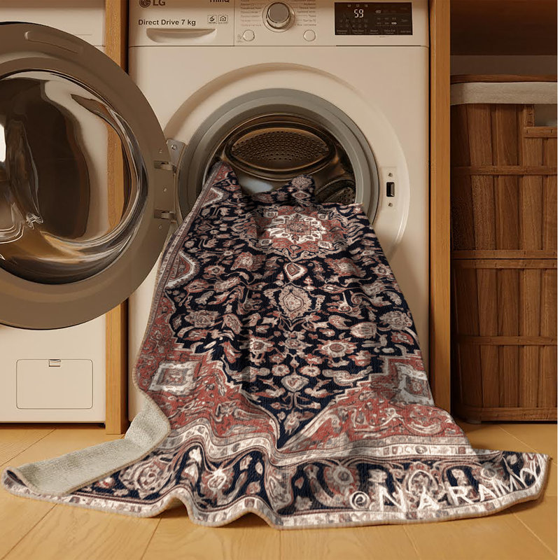 Tapis brun lavable à la machine, Rond 4 pi