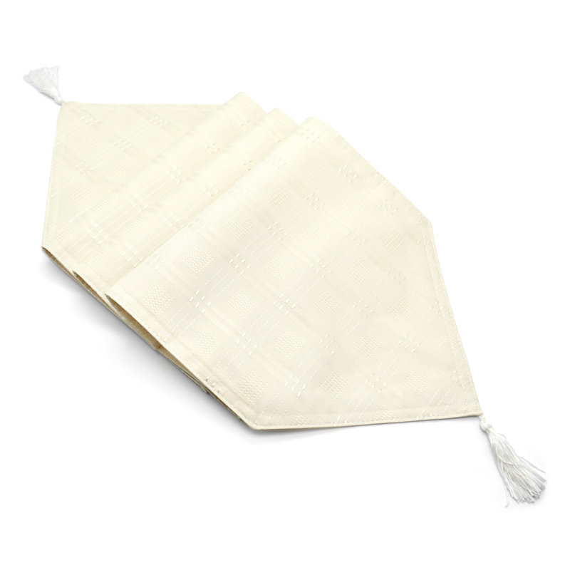 Rectangle Striped Tablecloth, 3cm W x 180cm L, Cream