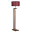 Lampe sur pied élégante avec corps en bois et en métal, hauteur: 64,2 po, diamètre de la coiffe: 17,7 po | Élégant fini noyer et rouge bordeaux | Interrupteur marche / arrêt sur câble, douille E27, 40 W maximum | Parfait pour le salon et la chambre à coucher-1007642872