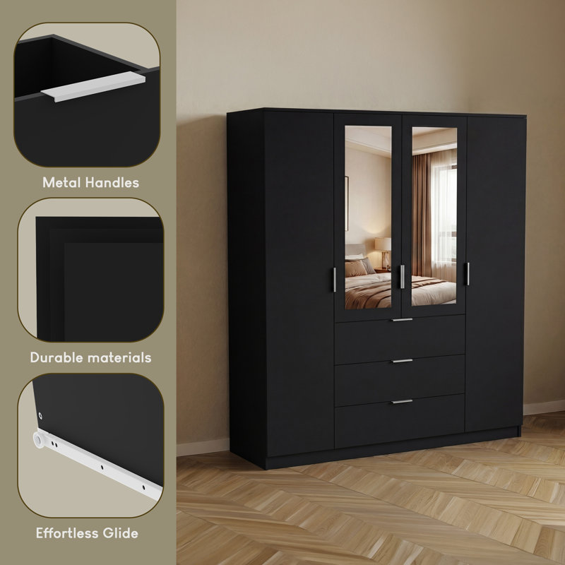 Particleboard Wardrobe, Black