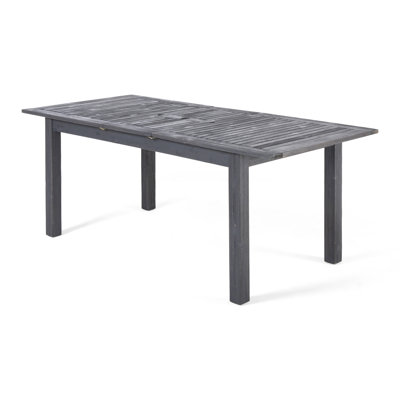 Dark Grey Wood Expandable Outdoor Picnic Table, 63" X 35.5" 28.93", 66.64 Lb, Charming Textured Dining Table In Grey, Made, 63In 35.5In 28.93In, 66.64Lb, Appealing
