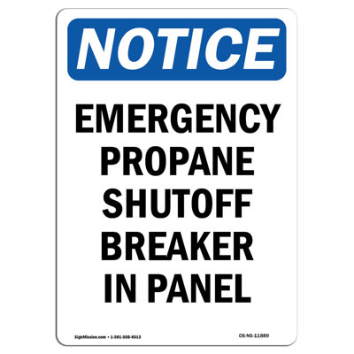 Emergency Propane Shutoff Breaker Sign