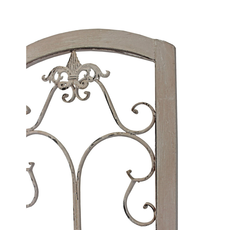 Paravent 68 "à trois panneaux pliables en métal et bois beige, Beige