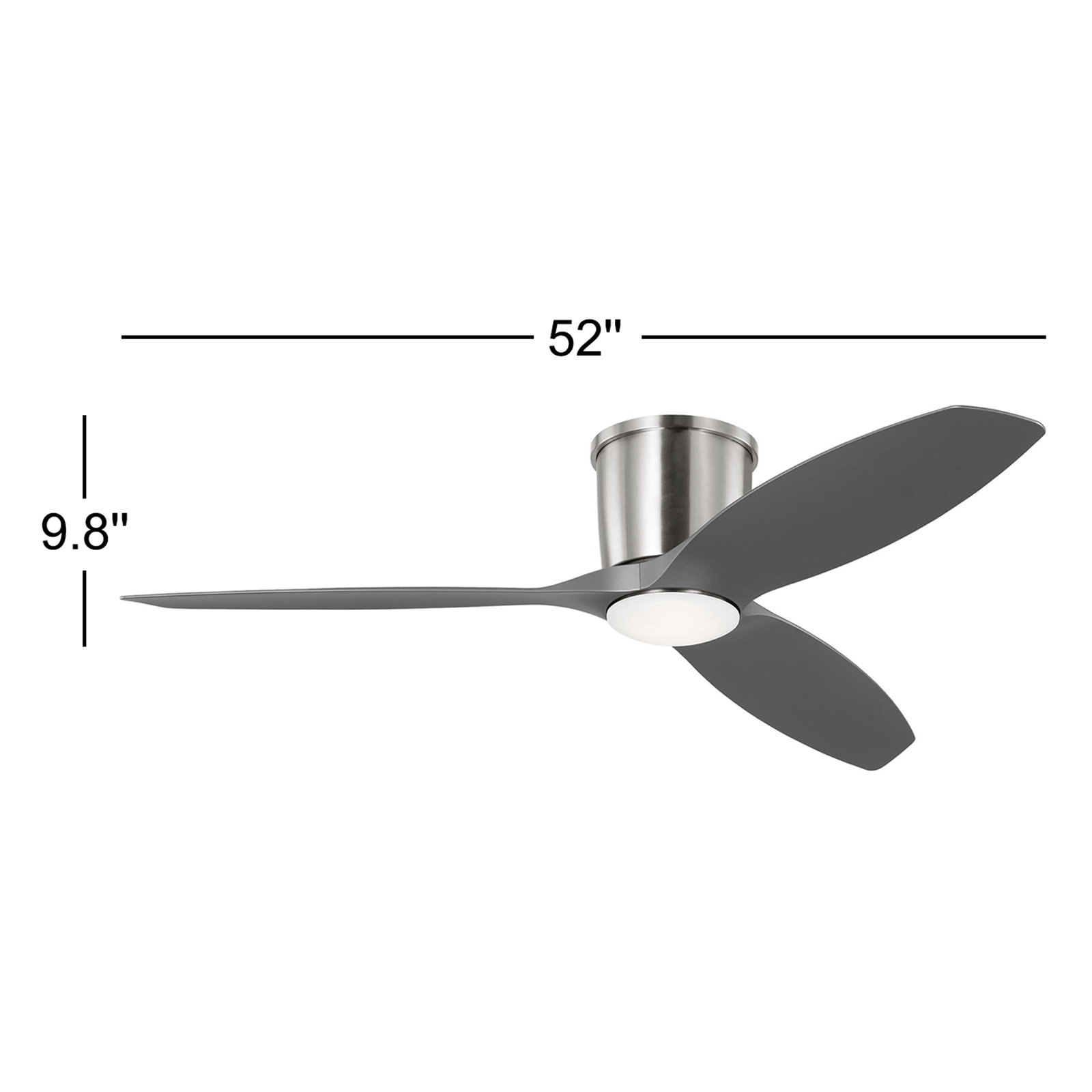 Aisling 3 Blade Ceiling Fan with LED Light Kit, Silver, Brushed Steel, 52"