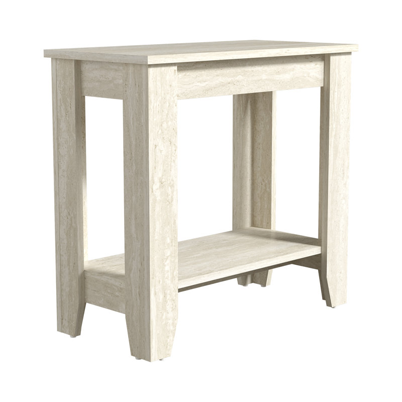 Weddel Basilico Transitional 2 Piece Living Room Table Set, Travertine, 2 Pieces: Console Table, End Table, Travertine