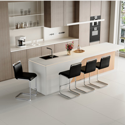Mikale Upholstered Counter Stool with Metal Frame