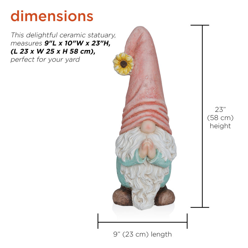 Statue 23 "gnome en prière avec tournesol
