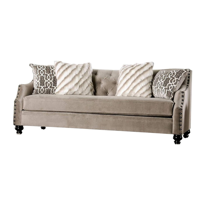 Canapé transitionnel l 90,4 po, brun clair, Chenille brun