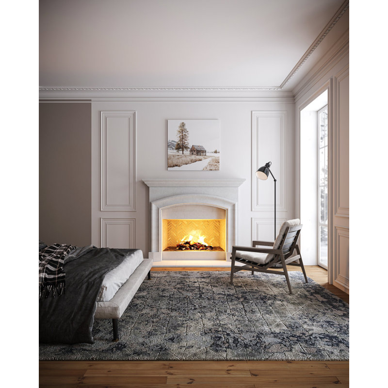 Foyer en pierre Marlboro avec foyer Bullnose, Gris, P 9 po x H 53,5 po x l 67 po