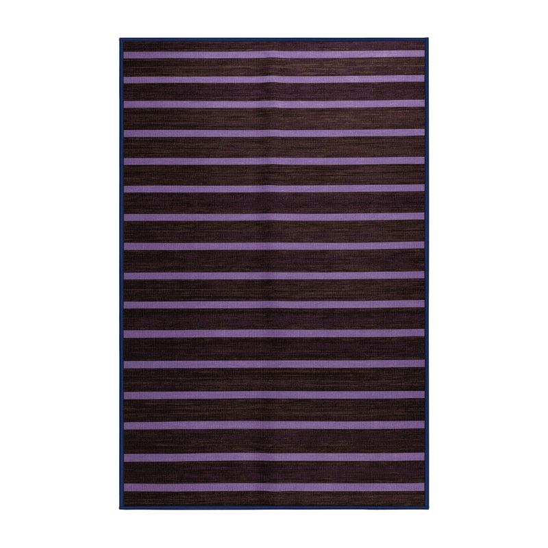 Tapis noir à rayures horizontales lavable à la machine, Rectangle 2 pi x 3 pi
