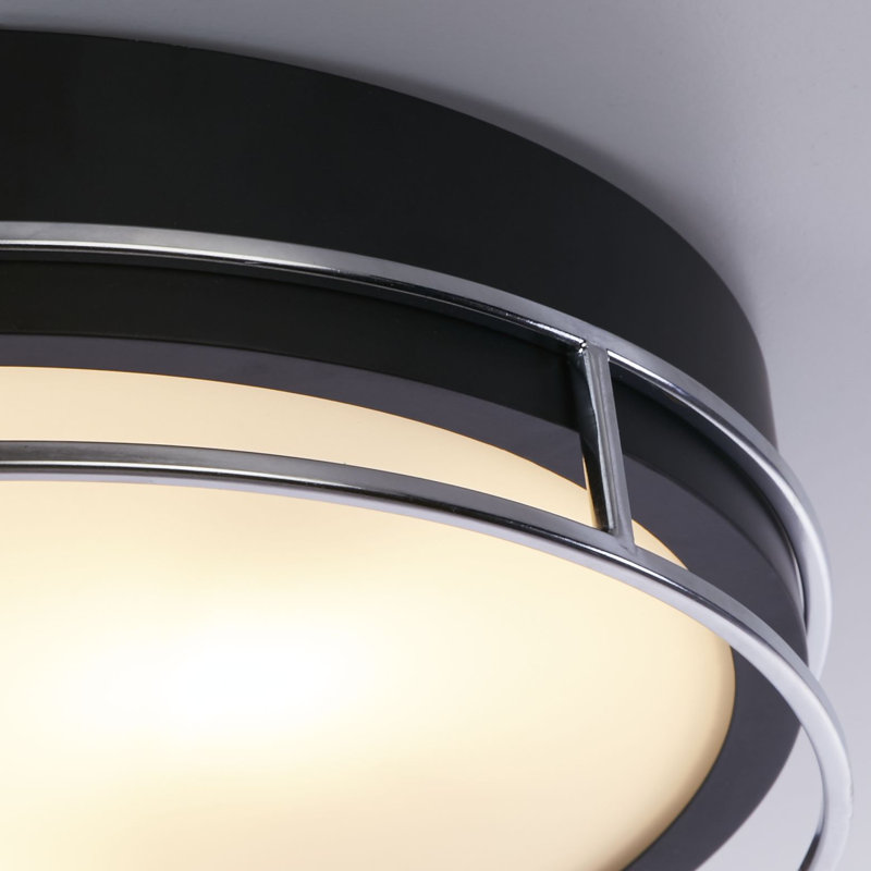 Averie Glass Flush Mount, Black/Chrome
