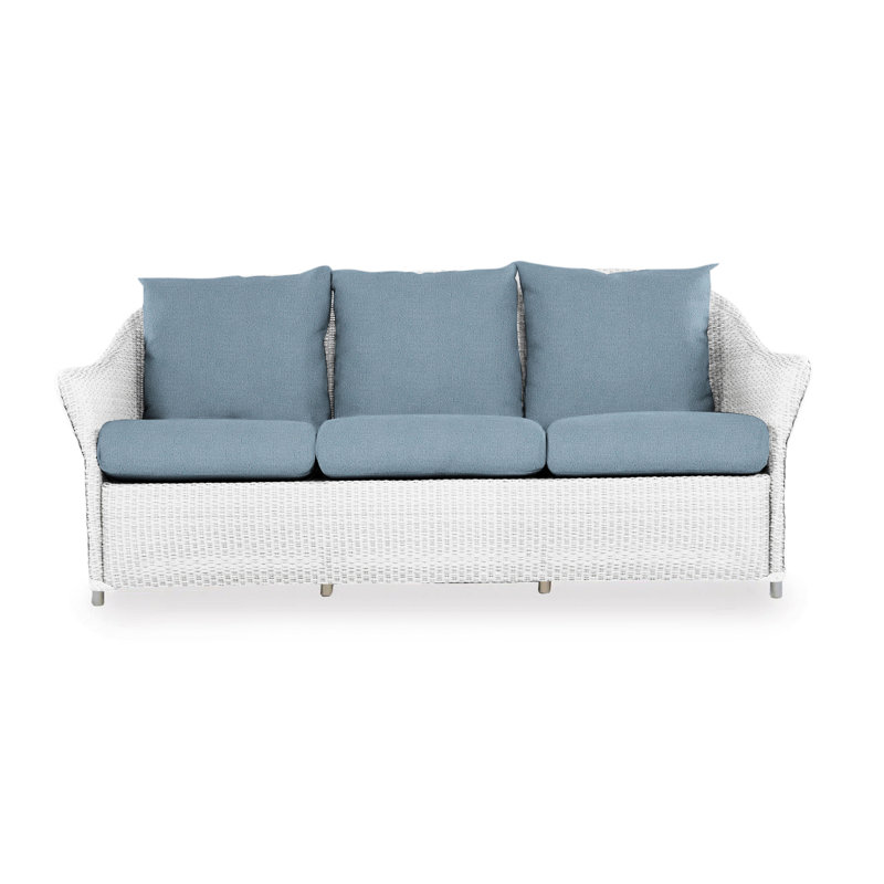 Weekend Retreat Outdoor 3 - Seat Patio Sofa, White, Bamboo Bay Sky