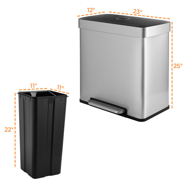 Pirecart 16 Gallons Steel Step On Trash Can & Reviews