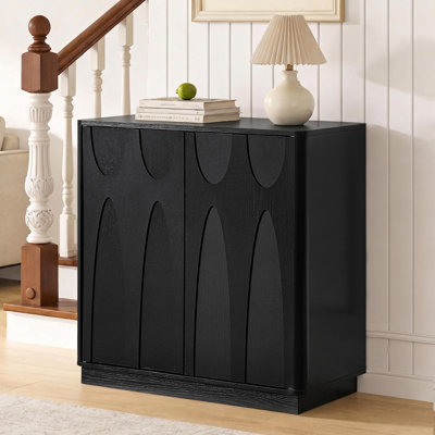 Alvayero 31.5" Modern Sideboard with Classic Arched Solid Wood Doors for Hallway, Living Room or Foyer, Black